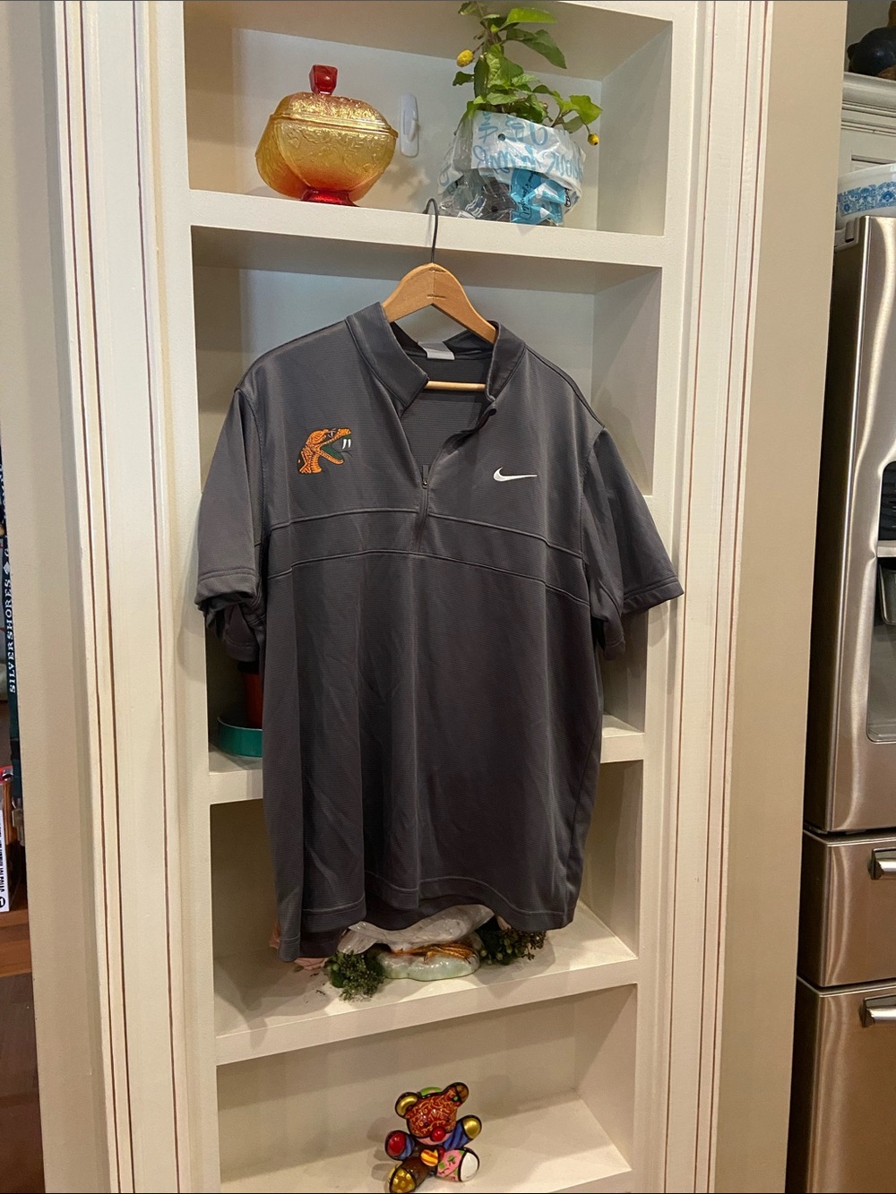 Nike Men’s Charcoal Gray Short-Sleeve Polo dri-fit FAMU Rattlers Florida A&M